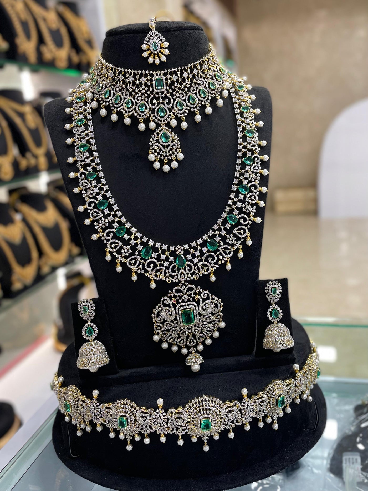 American Diamond Stones Bridal Combo Set