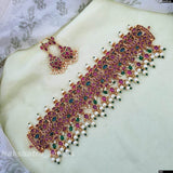 Nagasi work with Kempu Stones Bridal Choker - Nakshatra Jewels