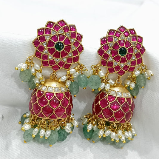 Jaadu Kundan Stones Bridal Earrings