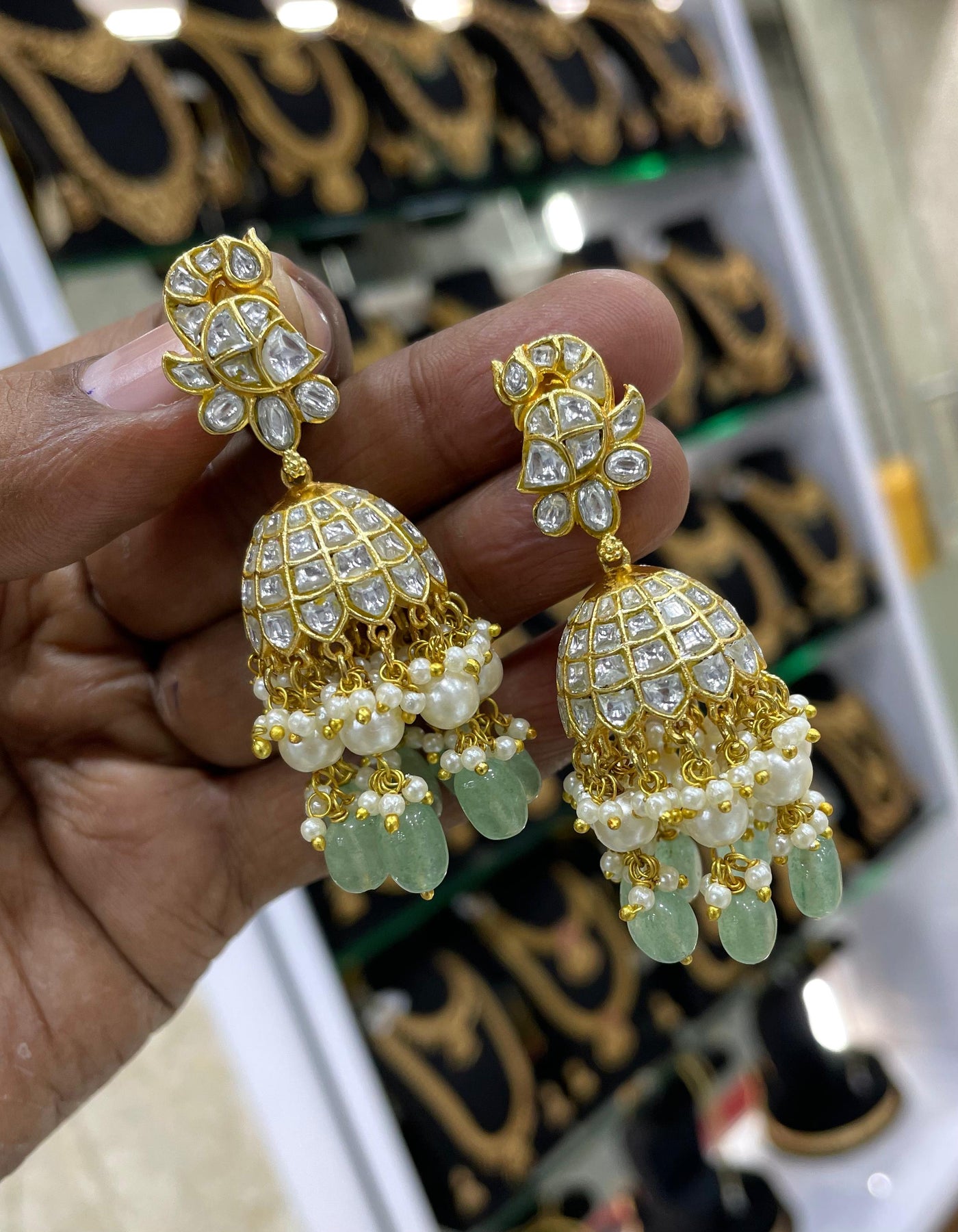 Jaadu Kundan Stones Bridal Earrings