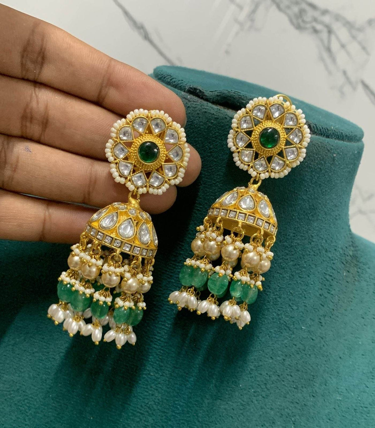 Jaadu Kundan Stones Bridal Earrings