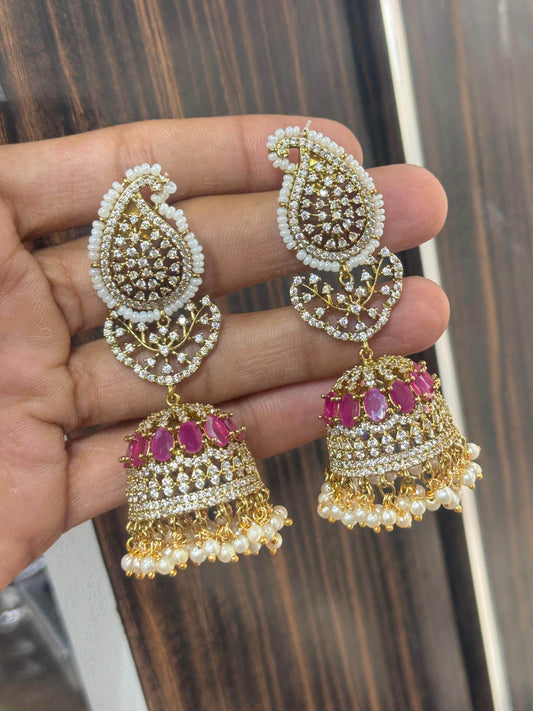 Victorian polish with AD Stones Earrings - Nakshatra Jewels