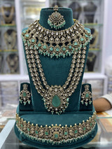 Victorian Polish With Mossianite & AD Stones Bridal Set - Nakshatra Jewels