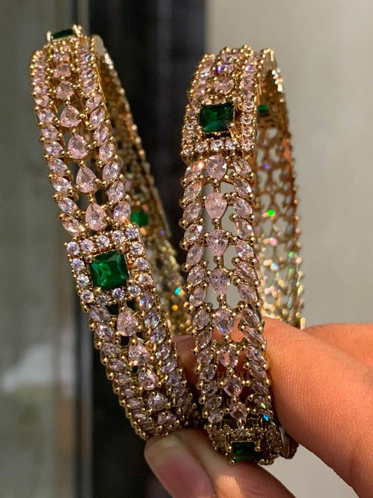 Victorian Polish AD Stone Bangles - Nakshatra Jewels