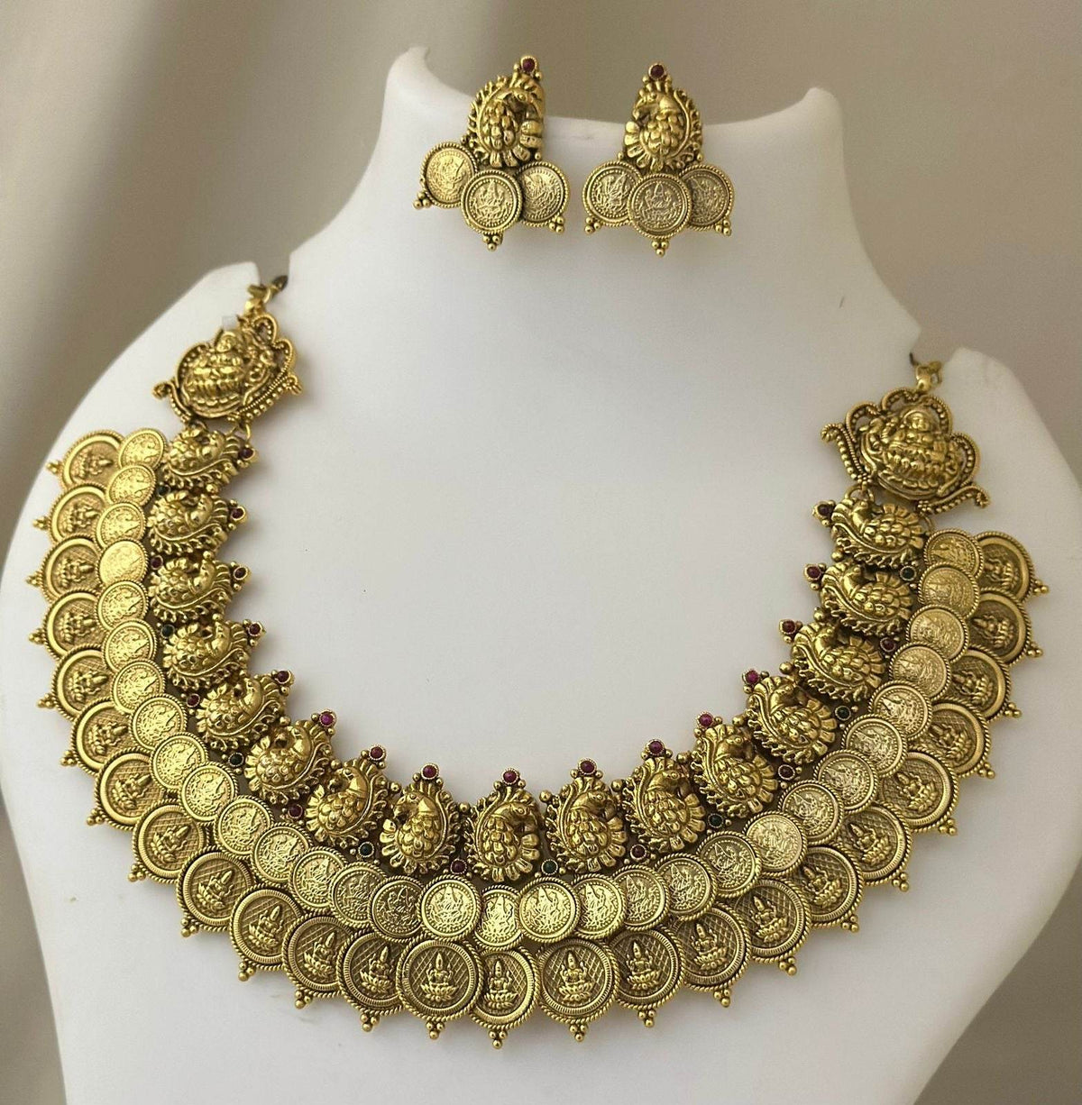 Nagasi Work with Kempu Stones Bridal Necklace