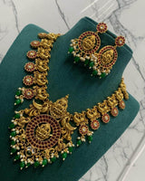 Nagasi Work with Kempu Stones Bridal Haram - Nakshatra Jewels