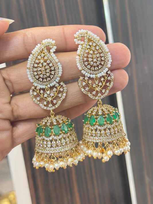 Victorian polish with AD Stones Earrings - Nakshatra Jewels