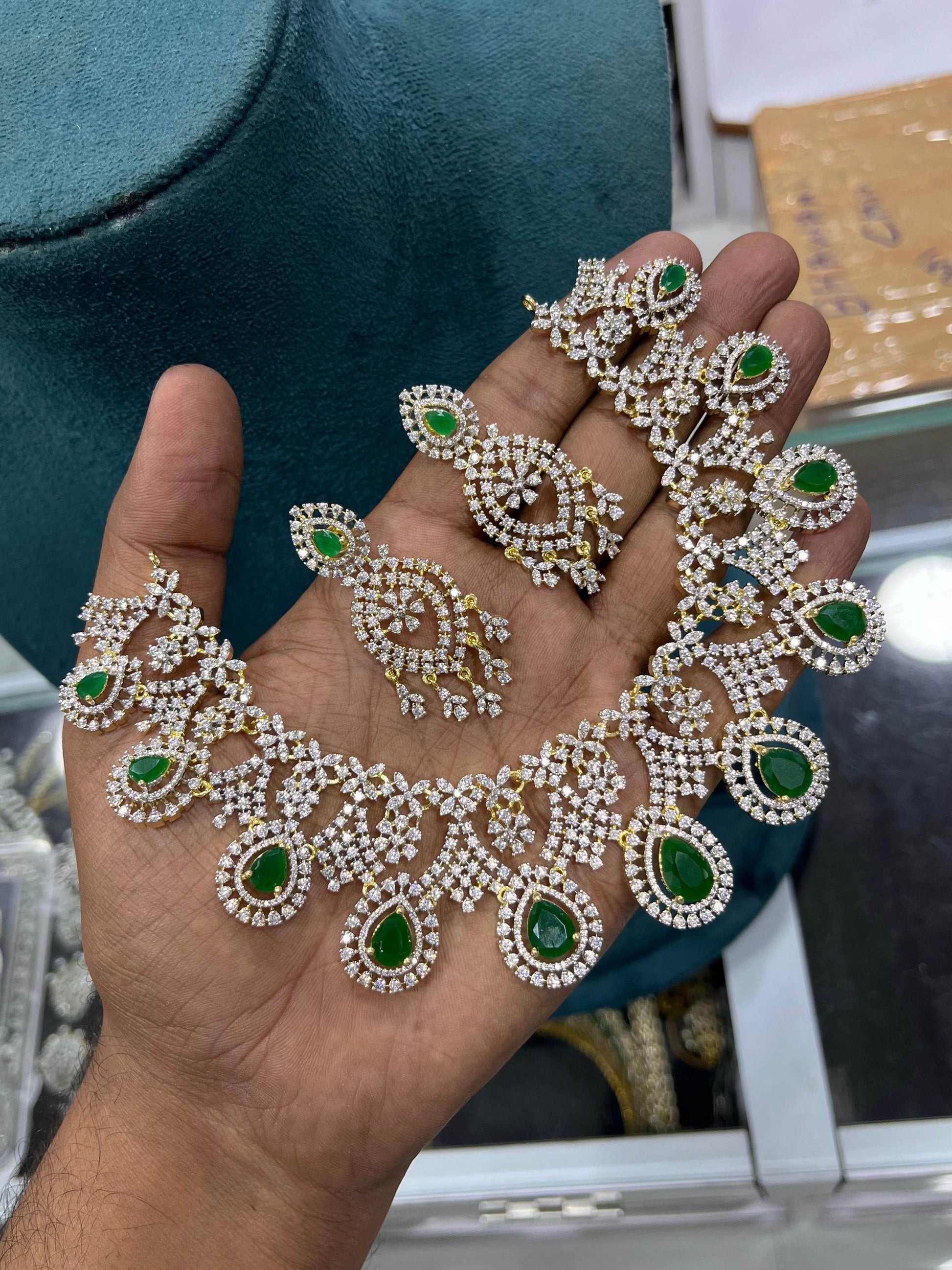 American Diamond Stones Bridal Necklace - Nakshatra Jewels