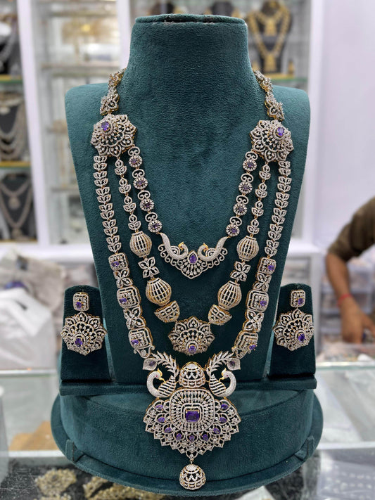 American Diamond Stones Bridal Layer Haram - Nakshatra Jewels