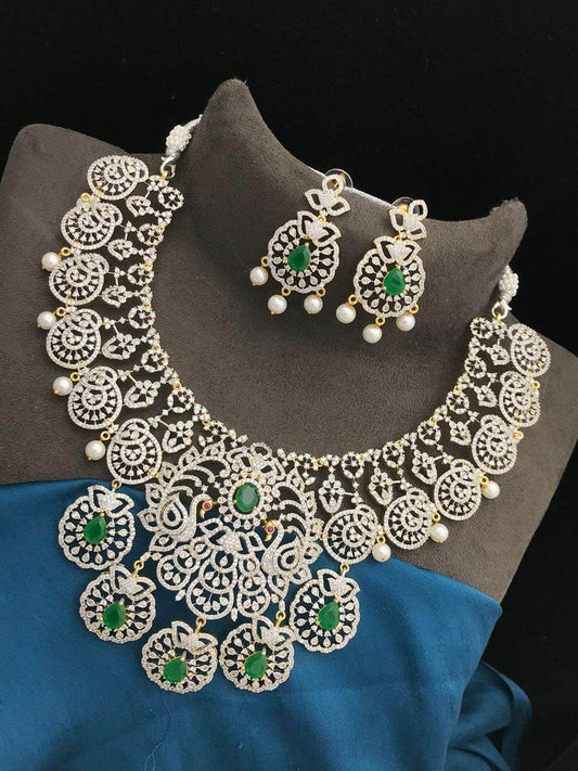 American Diamond Stones Bridal Necklace - Nakshatra Jewels