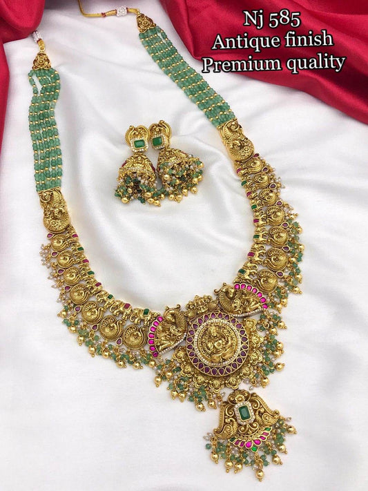 Nakshi Work With Jaadu Kundan Stones Beads Haram - Nakshatra Jewels