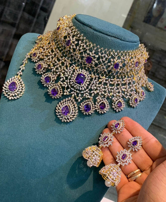 American Diamond Stones Bridal Choker - Nakshatra Jewels