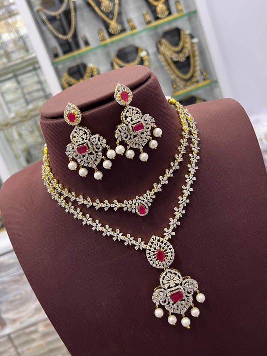 AD Stones Double Layer Necklace - Nakshatra Jewels