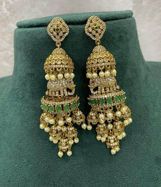 Victorian Polish AD Stones Earrings - Nakshatra Jewels