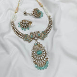 Victorian Polish with AD & Moissanite Stones Necklace - Nakshatra Jewels
