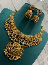 Nagasi Work with Kempu Stones Bridal Necklace - Nakshatra Jewels