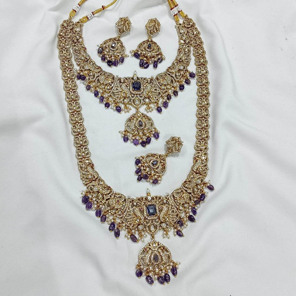 Victorian Polish with AD Stones Bridal Combo - Nakshatra Jewels