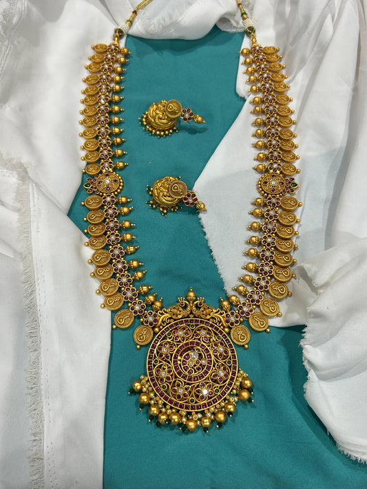 Nagasi Work with Kempu Stones Bridal Haram