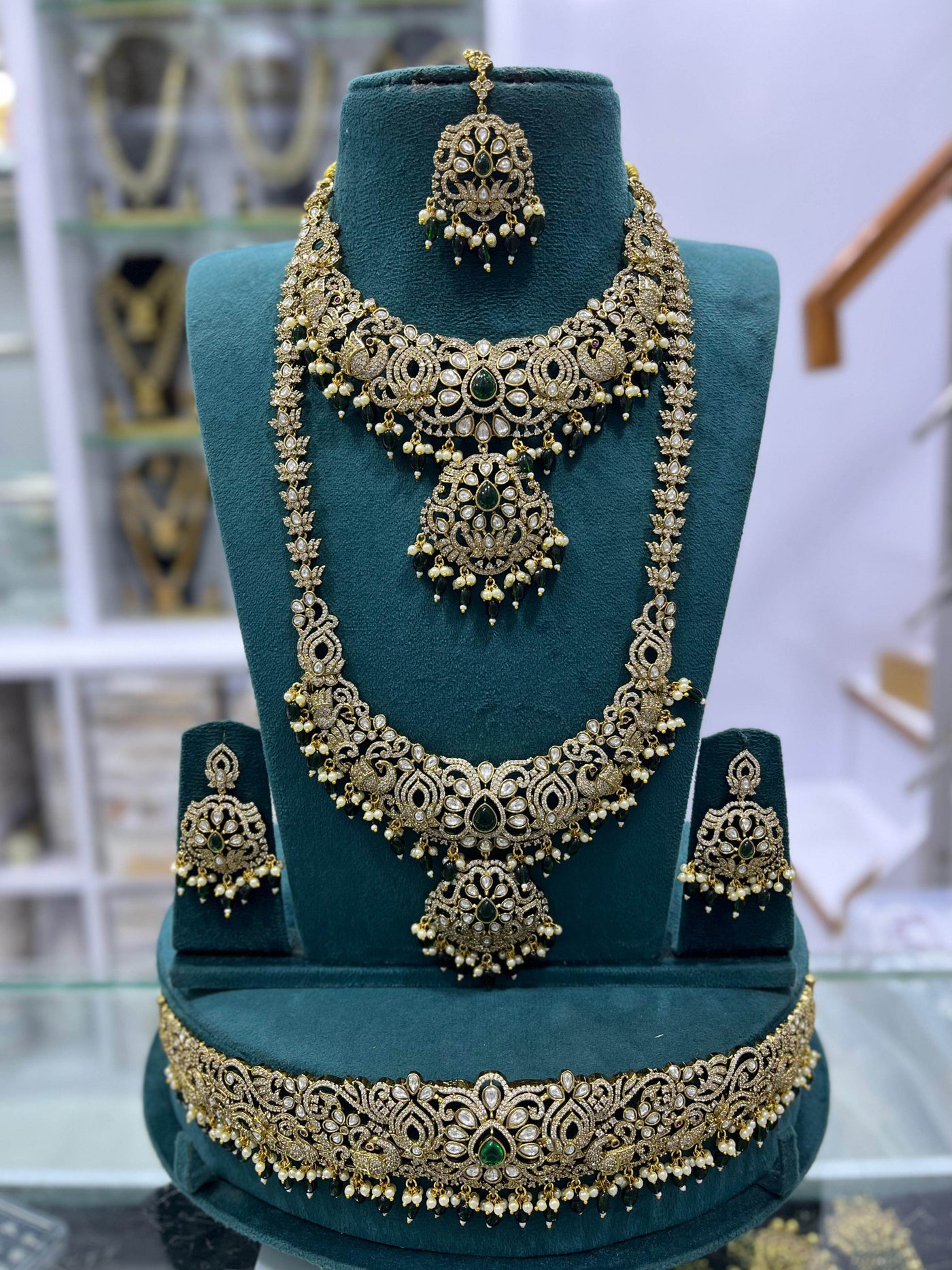 Victorian Polish AD Stones Bridal Set