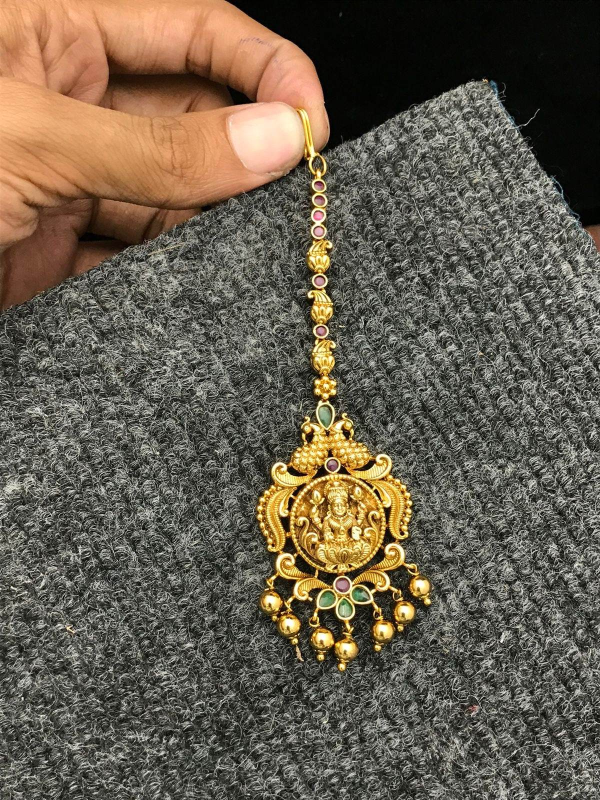 Nagasi work with Kempu Stones Tikka