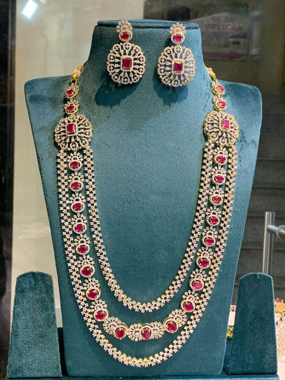 American Diamond Stones Bridal Layer Haram - Nakshatra Jewels