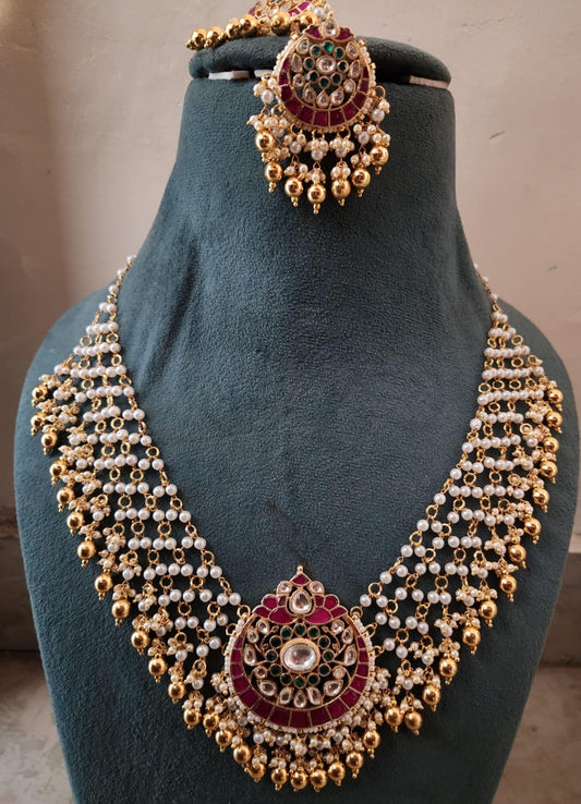 Pachi Kundan Stones Bridal Neck Set