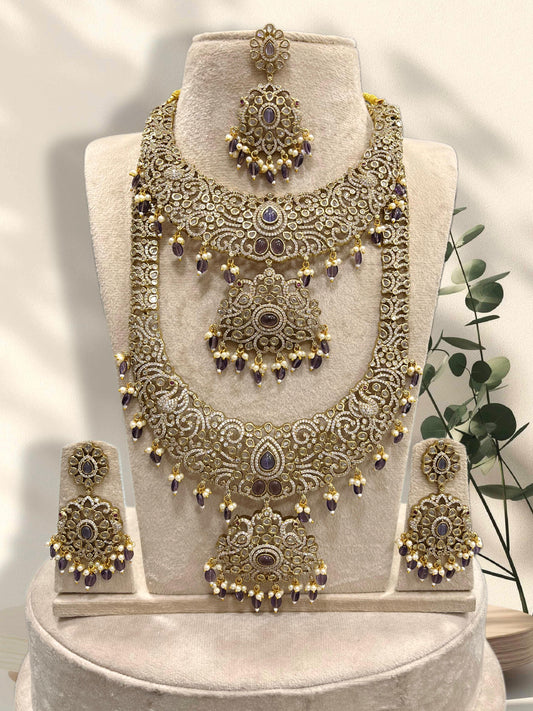 Victorian Polish with AD Stones Bridal Combo Set