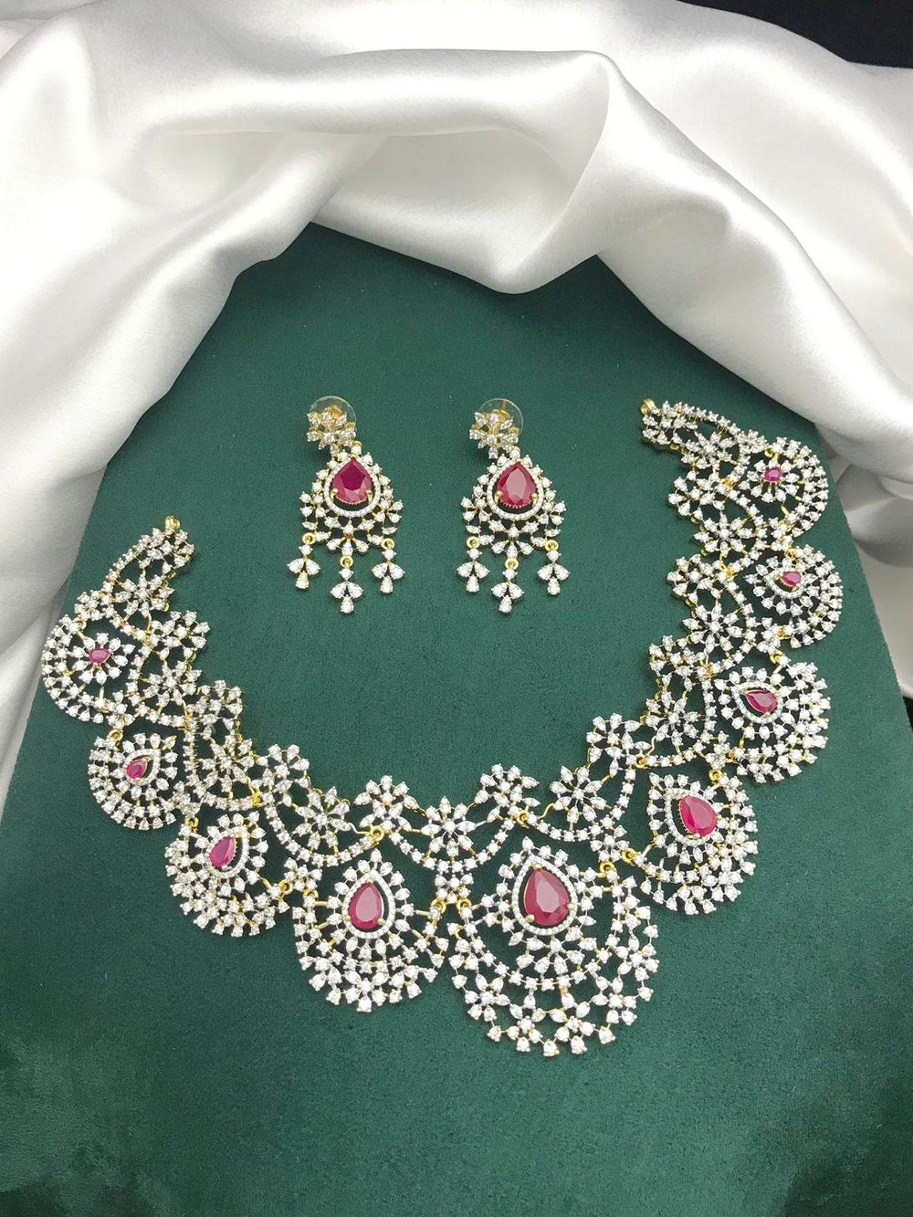 American Diamond Stones Bridal Neck Set - Nakshatra Jewels