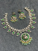 Victorian Polish with Moissanite & Kundan Stones Bridal Necklace