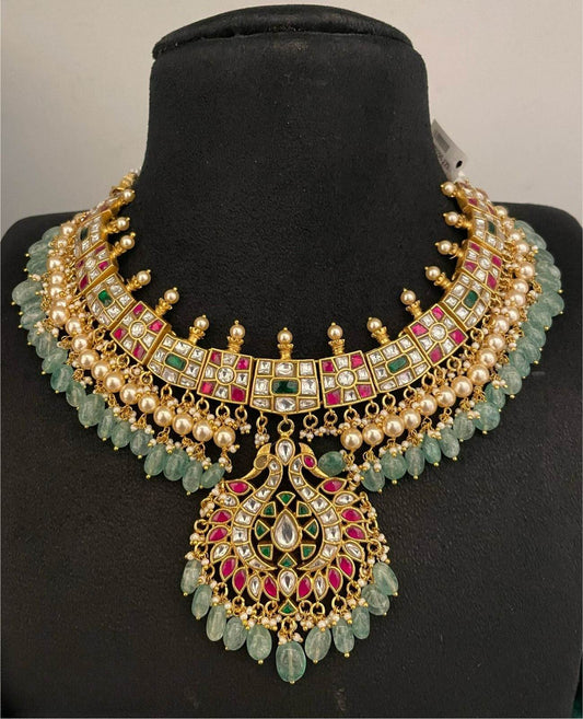 Jadau Kundan Stones Bridal Necklace - Nakshatra Jewels