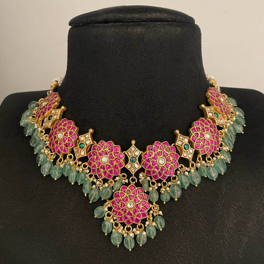 Jadau Kundan Stones Bridal Necklace - Nakshatra Jewels