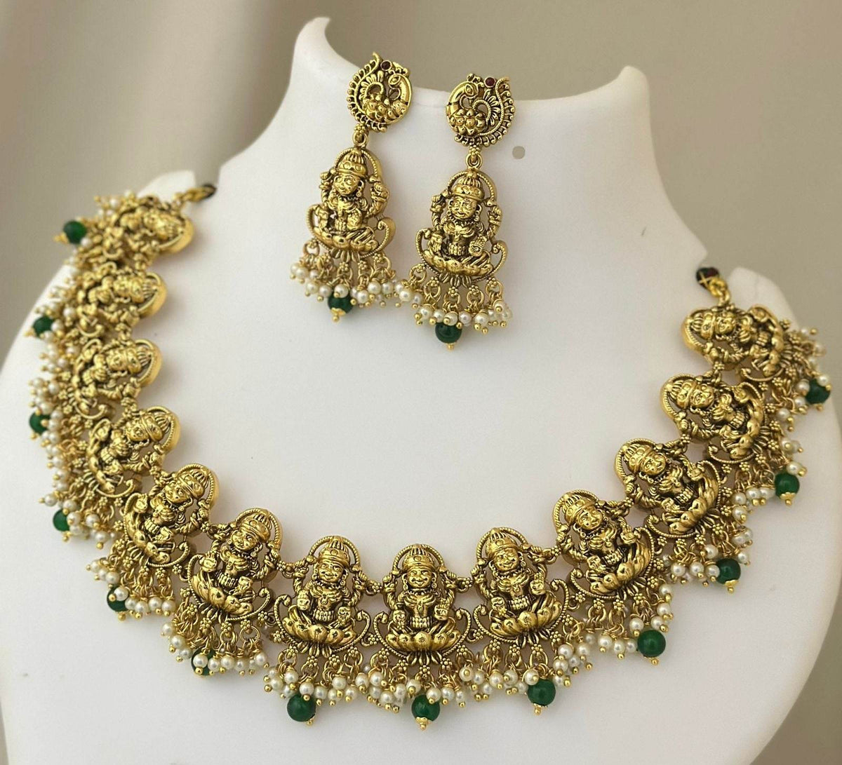Nagasi Work with Kempu Stones Simple Necklace
