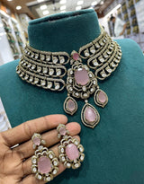 Victorian Polish with AD & Mossianite Stones Bridal Choker