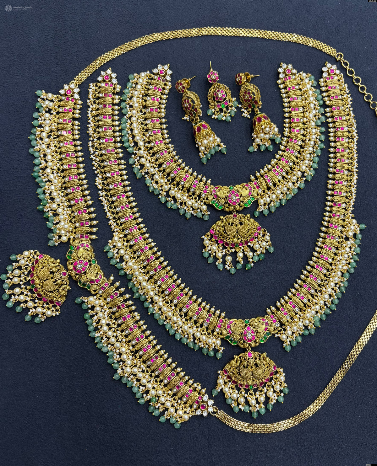 Nakshi Work with Kundan Stones Bridal Combo Set