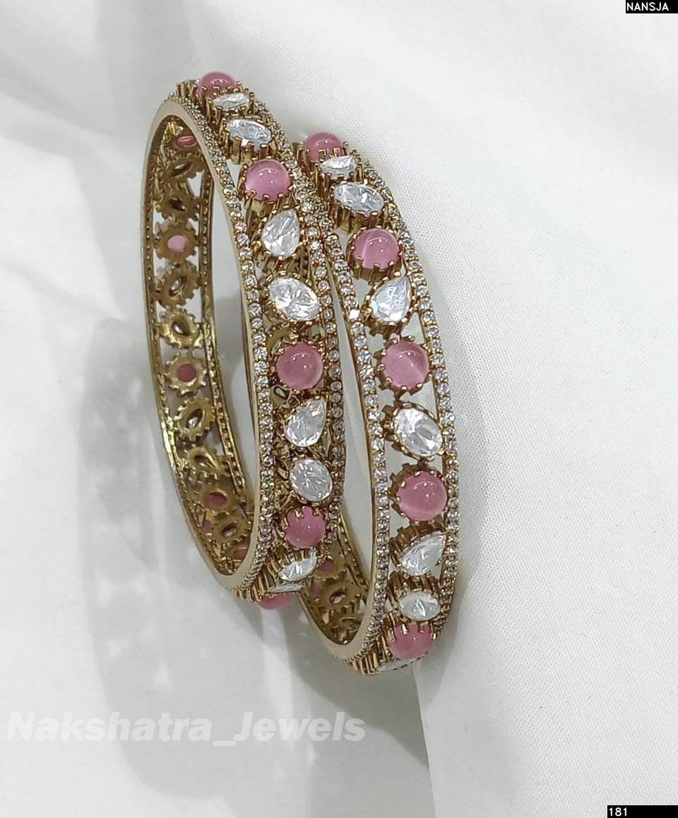 Moissanite Stone Studded Bangles