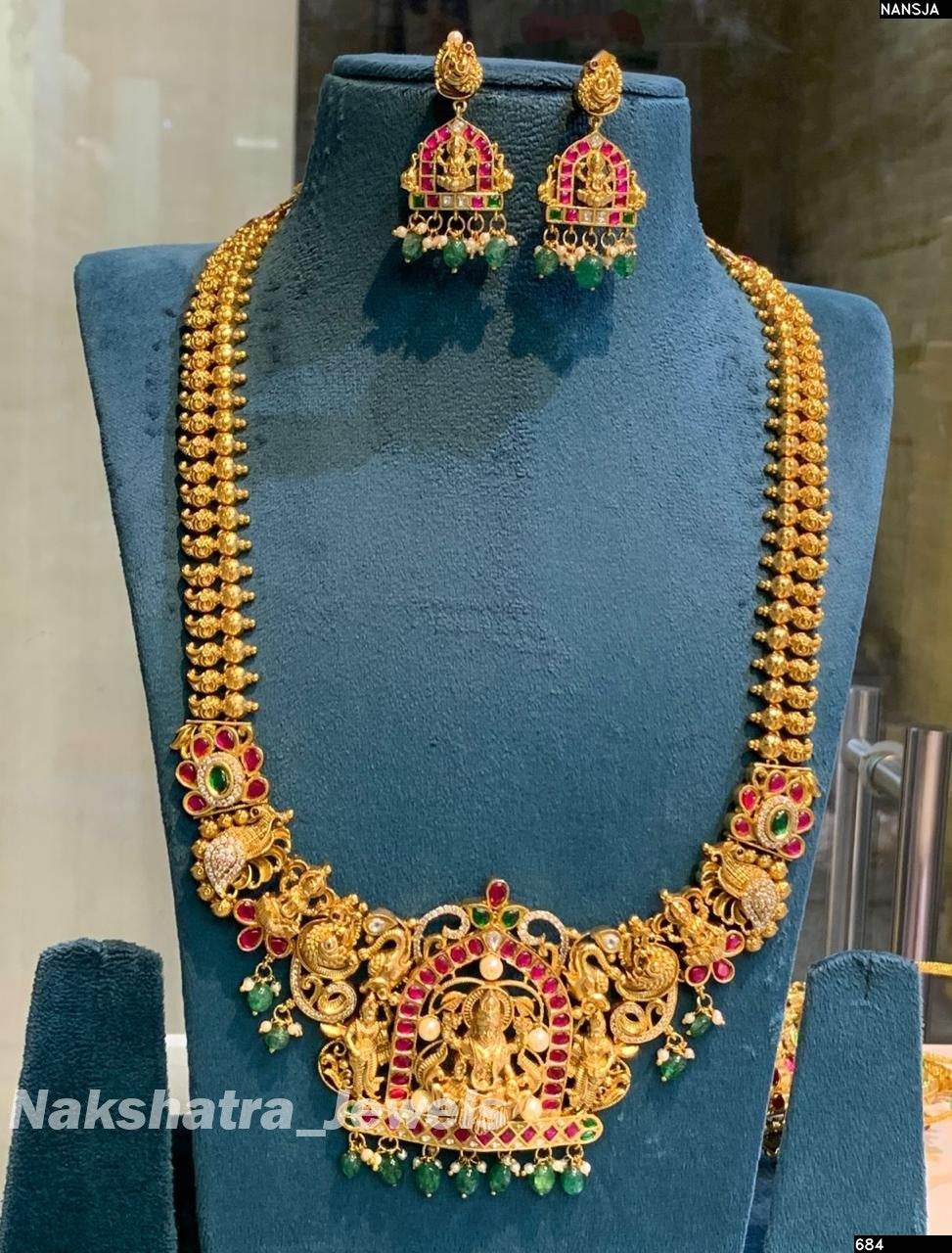 Nakshi work with Jadau Kundan Stones Bridal Haram (3D Embosed)