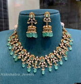 Victorian Polish with Moissanite Stones Neck Set - Nakshatra Jewels