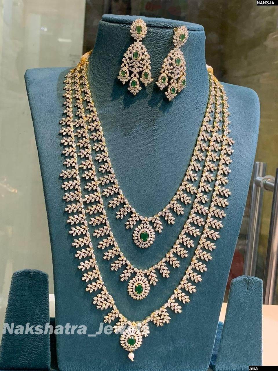 American Diamond Stones Bridal Layer Haram - Nakshatra Jewels
