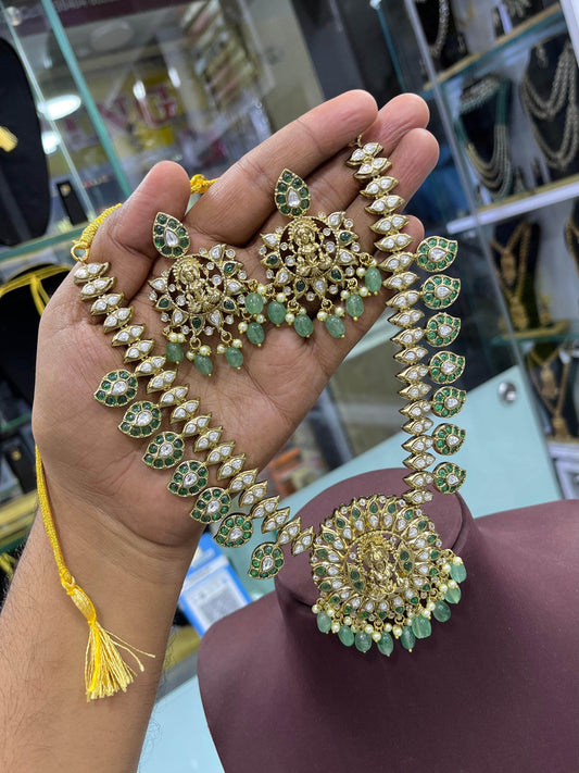 Nakshi Work with Kempu Stones Bridal Neck set - Nakshatra Jewels