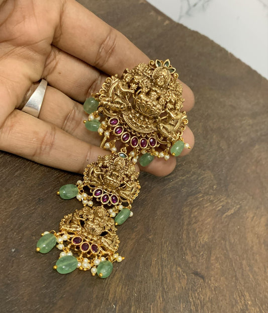 Hair Accessories - (Premium Nakshi work with Kempu Stone)