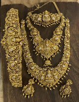 Nakshi Work with AD Stones Bridal Set (Gold Replica) - Nakshatra Jewels