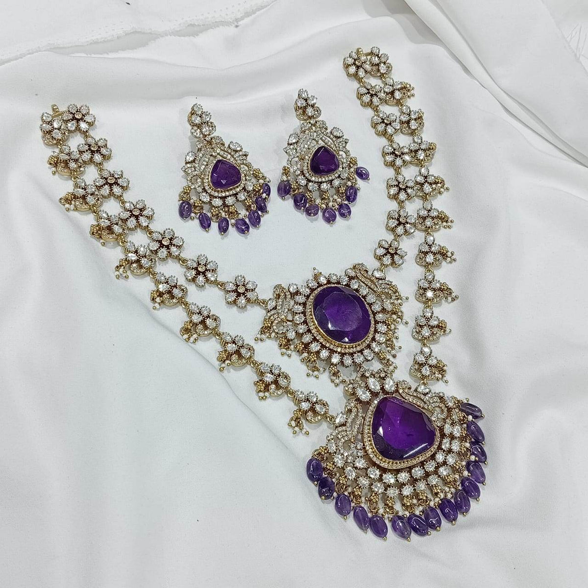 Moissanite & AD Stones Bridal Layer Haram