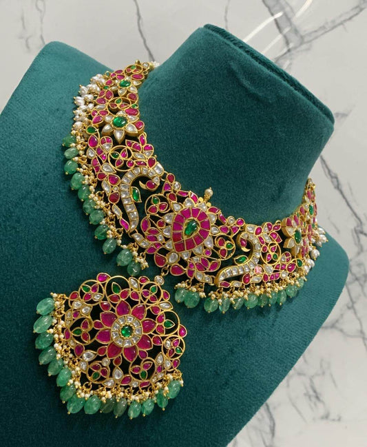Jadau Kundan Stones Bridal Necklace - Nakshatra Jewels