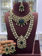 Victorian Polish with Moissanite Stones Bridal Combo - Nakshatra Jewels