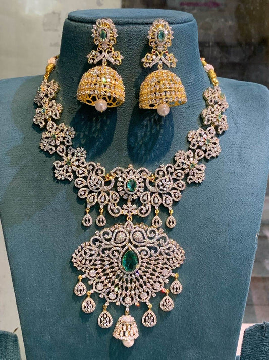 American Diamond Stone Bridal Necklace - Nakshatra Jewels