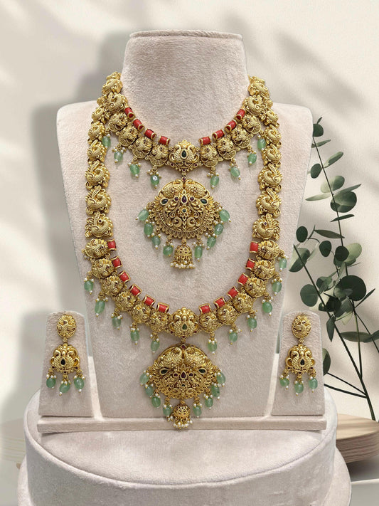 Nakshi Work with Coral Beads Bridal Combo Set