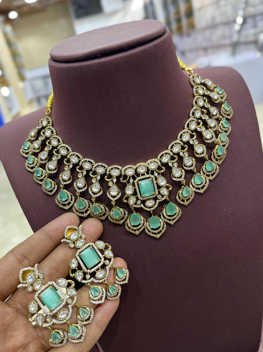 Victorian Polish AD Stones Bridal Neck Set