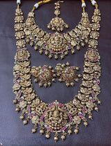 Nakshi Work with Kempu Stones Bridal Combo Set - Nakshatra Jewels