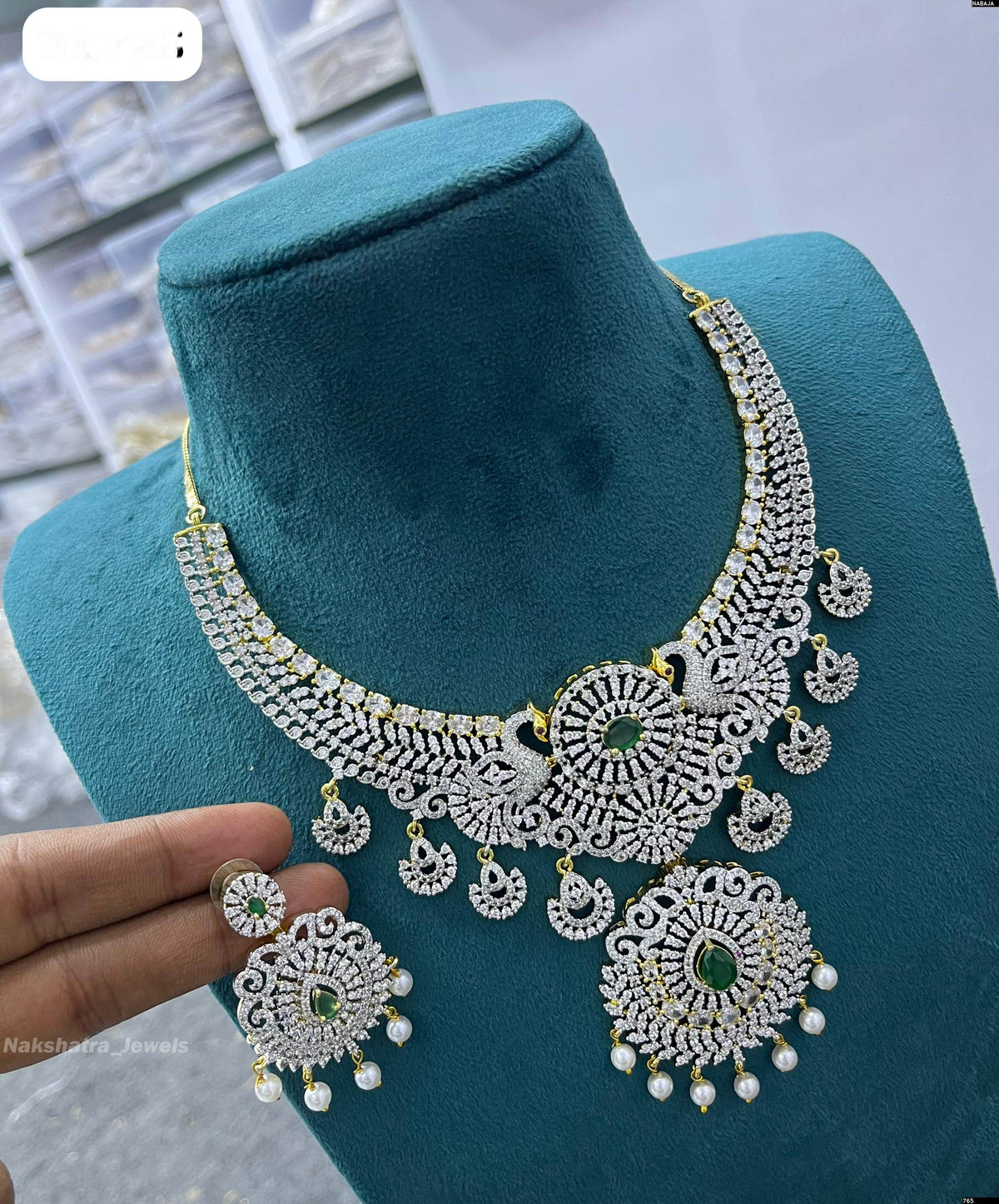 American Diamond Stones Bridal Necklace