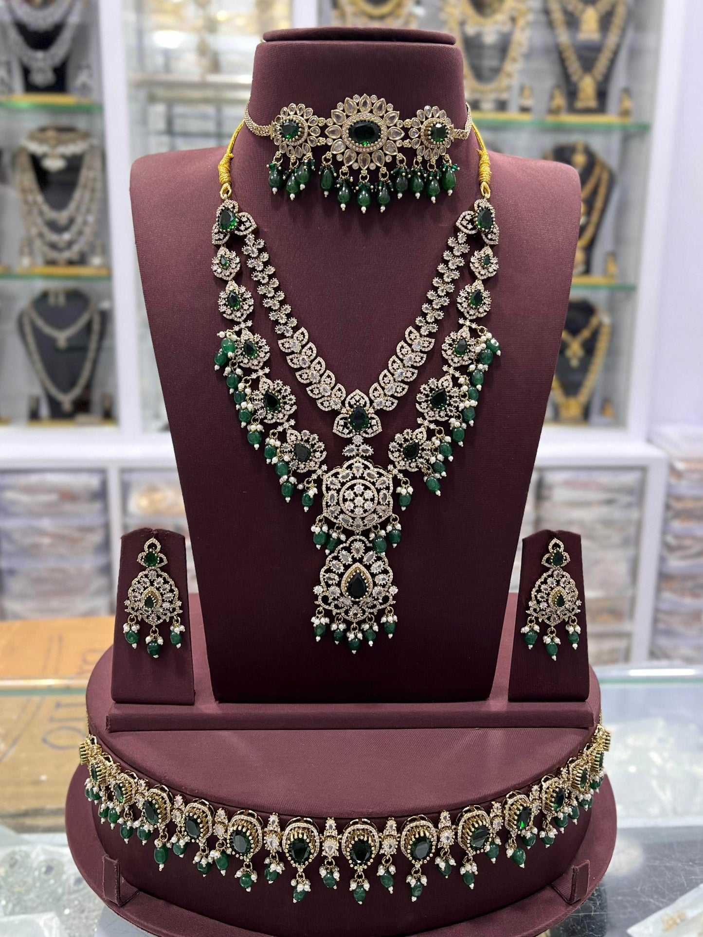 Victorian Polish with Moissanite Stones Bridal Combo set